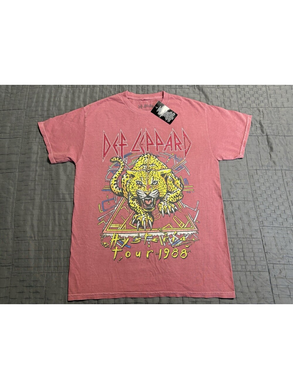 Def Leppard Hysteria Tour 1988 Rhinestone T Shirt Pink Rock Band Tee sz SML